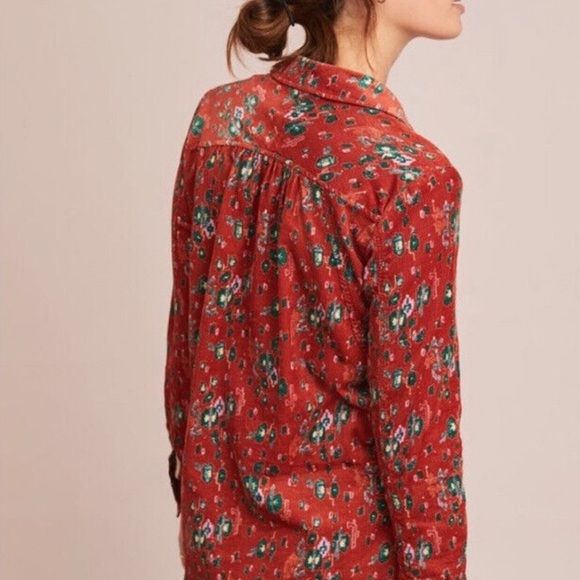 Anthropologie Corduroy western coastal cowgirl Button Down shirt size 0 boho - Picture 3 of 9